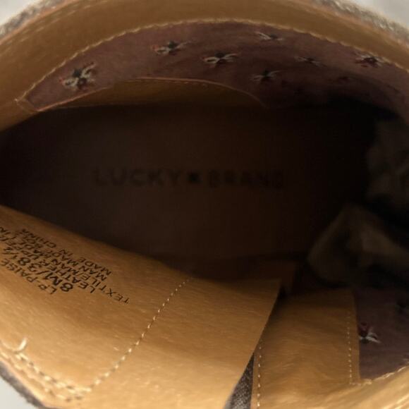 LUCKY BRAND LP Paise Zig Zag Texture Taupe Beige Suede Zip Ankle Boots Booties 8 - Picture 6 of 8